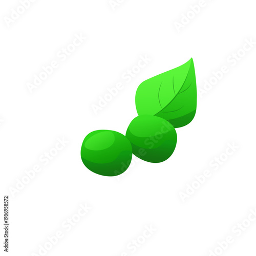 Flat Green Peas In A Pod Illustration