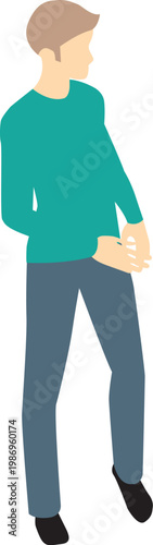 Flat Illustration Of Person Torso And Legs