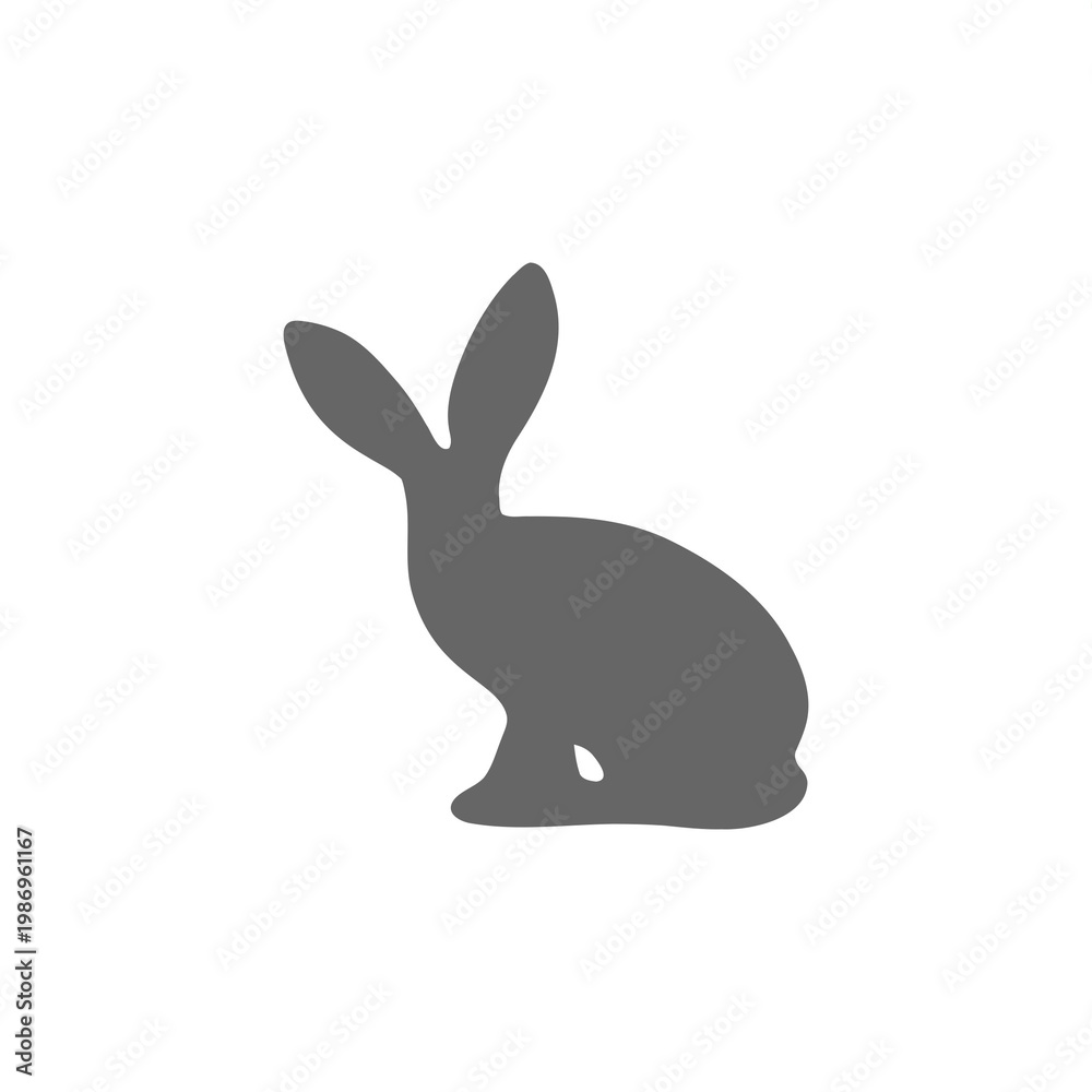 Obraz premium Rabbit Silhouette Icon Minimalist Pictogram Symbol Grey on Black – Nature Design
