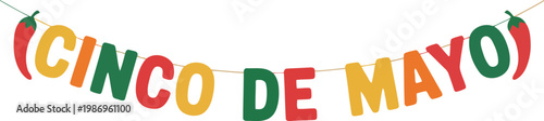 Cinco de mayo banner with chili peppers, greeting vector illustration.
