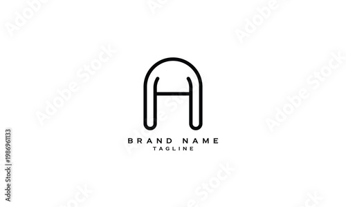 AH, HA, Abstract initial monogram letter alphabet logo design