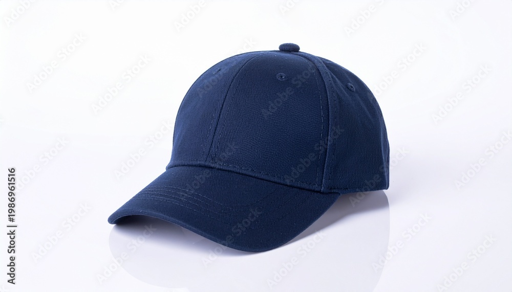 Fototapeta premium Navy Blue Baseball Cap on White Background