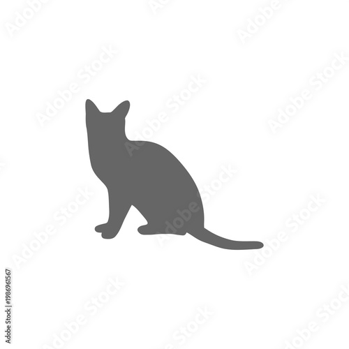 Cat Silhouette Icon Pictogram Symbol Grey on Black – Pet Design