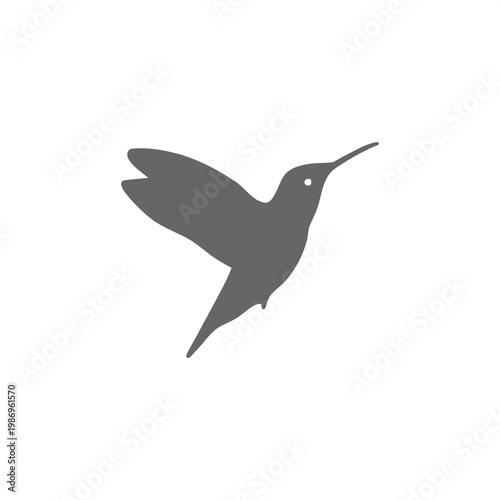 Hummingbird Icon Flat Pictogram Symbol Grey on Black – Logo and Branding Design