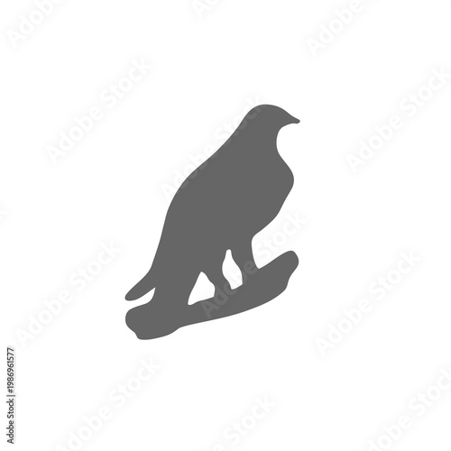 Hawk Silhouette Minimal Pictogram Icon Grey on Black – Nature Logo