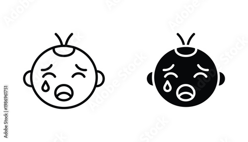 Baby Crying Face Icon Sad Infant Emotion Graphic