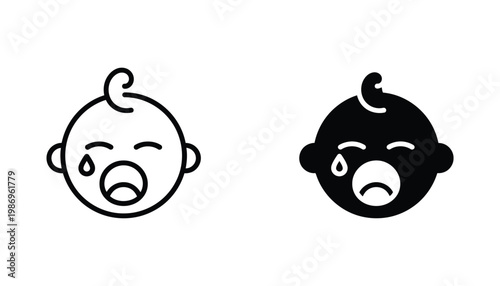 Baby Crying Icon Distress Sadness Emotion Illustration