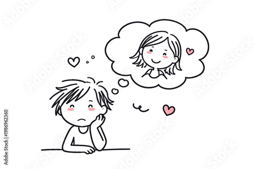 Doodle minimal simple icon about thinking messy naive someone generation person image