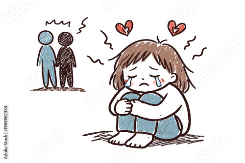 Style icon vector minimal emotion person doodle naive rejected composition messy concept