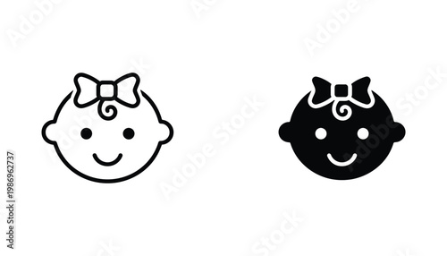 Baby Girl Icon Face Symbol Vector New Life Joy