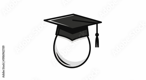 Oval shape with a graduation cap and tassel on top