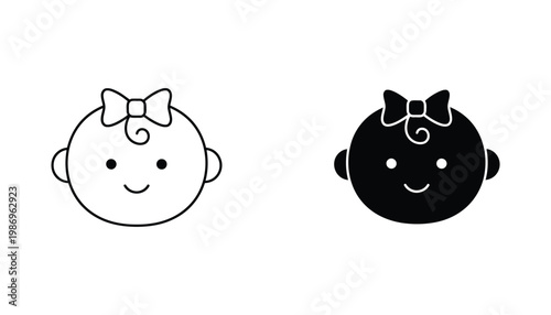 Baby Icon Girl Outline Silhouette Commercial Use