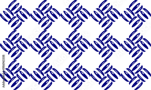 blue Vintage Round block blue strip diamond block on white background, design fabric print or t-shirt paint screening, rectangular checkerboard, chessboard parquet pattern