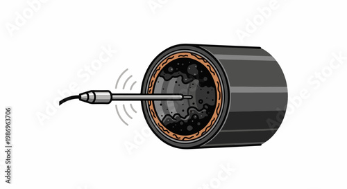 Robotic probe inspects debris-filled pipe