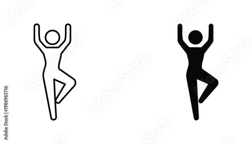 Yoga Person Tree Pose Icon Wellness Fitness Balance Concept