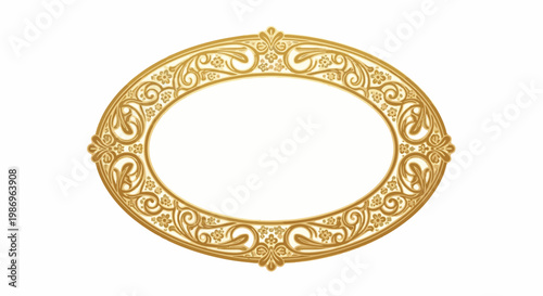 Ornate oval golden frame with floral and scrollwork decorative elements