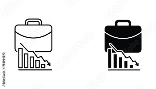 Business Decline Briefcase Falling Graph Commercial Downturn Financial Loss Recession Impact
