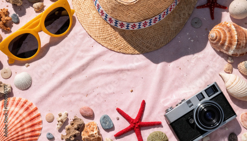 summer holiday background. beach accessories