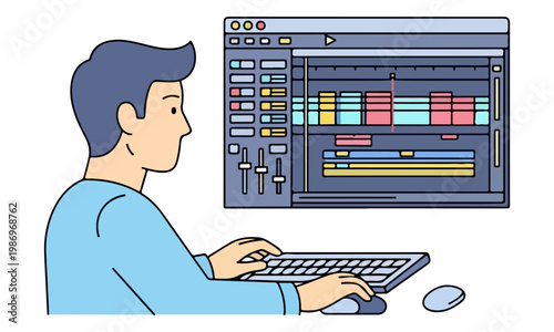 Video editor using software interface on computer monitor