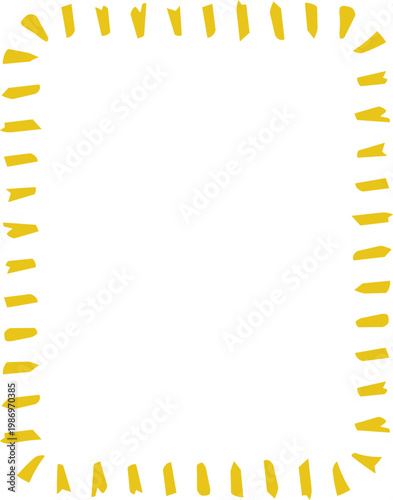 Crayon Scalloped Border Frame, chalk kid colored hand drawn. Rough edge geometric shape.