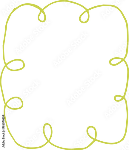 Crayon Scalloped Border Frame, chalk kid colored hand drawn. Rough edge geometric shape.