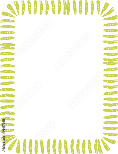 Crayon Scalloped Border Frame, chalk kid colored hand drawn. Rough edge geometric shape.