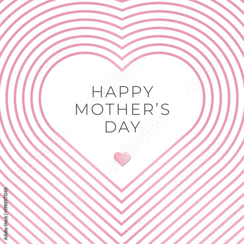 Minimal Happy Mother’s Day Heart Line Background. Mother’s Day background with heart and greeting text