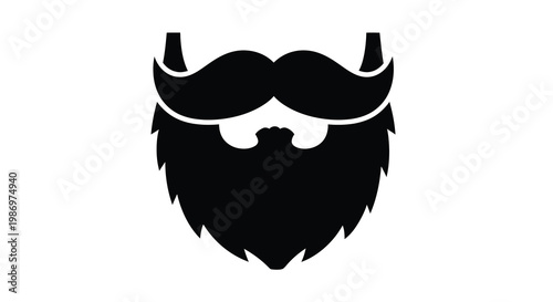 A striking black silhouette depicts a well groomed beard and mustache combination