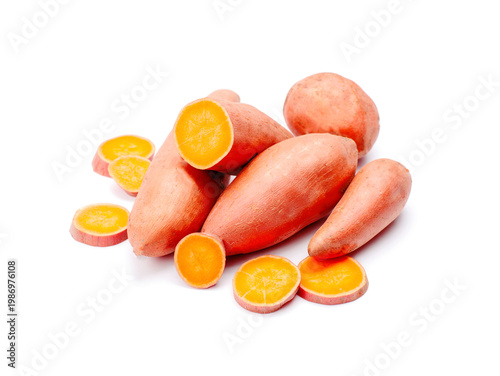 Tasty fresh sweet potato isolated on white background.