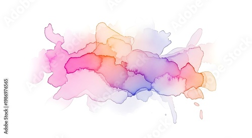 Abstract watercolor blend of soft pastel hues resembling a stylized map or abstract continent isolated on white background