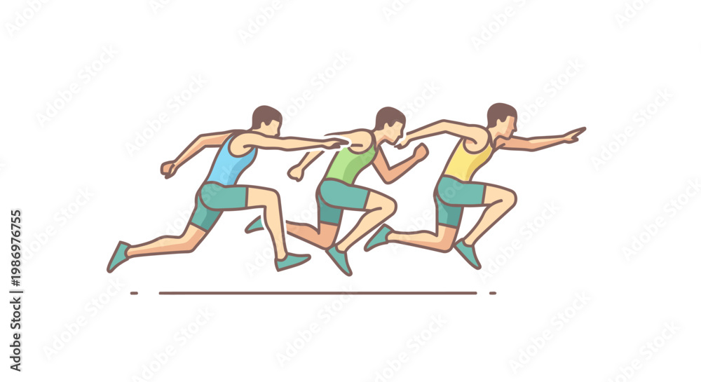 Obraz premium Relay race runners sprinting in athletic competition vector