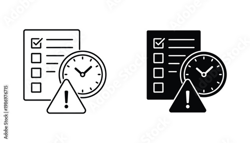 Task List Deadline Alert Warning Clock Icon