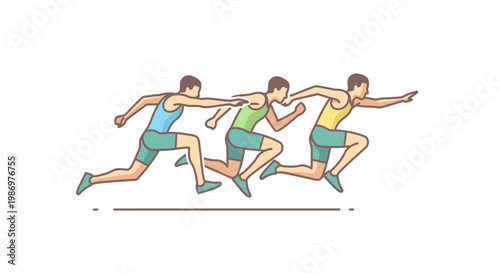 Relay race runners sprinting in athletic competition vector