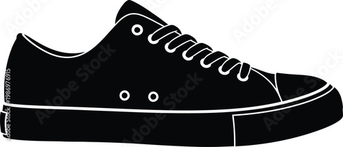 Classic canvas lace up sneaker shoe side view vector illustration
