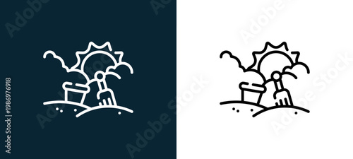 Black and white playground line icon pair, editable stroke vector illustration for web, mobile apps, UI design, branding, and print from Picnic