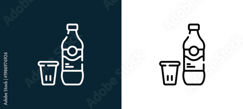 Black and white soda line icon pair, editable stroke vector illustration for web, mobile apps, UI design, branding, and print from Picnic