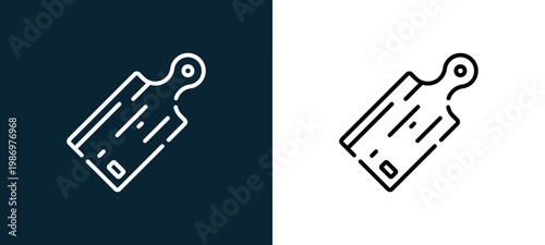 Black and white kitchen board line icon pair, editable stroke vector illustration for web, mobile apps, UI design, branding, and print from Picnic