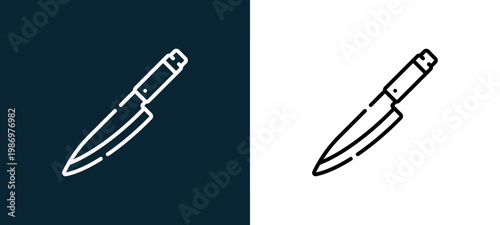 Black and white knife line icon pair, editable stroke vector illustration for web, mobile apps, UI design, branding, and print from Picnic
