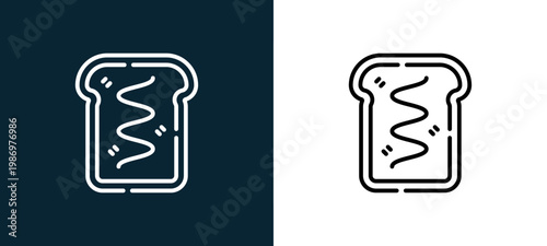 Black and white bread line icon pair, editable stroke vector illustration for web, mobile apps, UI design, branding, and print from Picnic