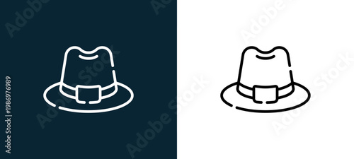 Black and white hat line icon pair, editable stroke vector illustration for web, mobile apps, UI design, branding, and print from Picnic