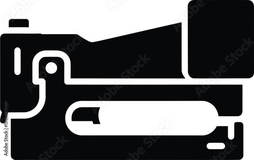Classic office desk stapler fastening tool silhouette glyph vector illustration