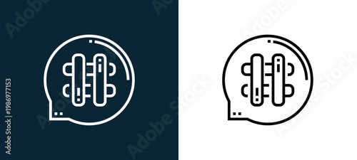 Black and white hashtag line icon pair, editable stroke vector illustration for web, mobile apps, UI design, branding, and print from Videoblogger