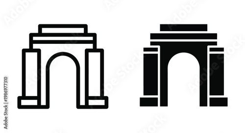 India gate monument icon, a war memorial located in new delhi, vector illustration isolated on white background