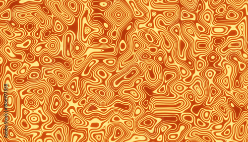 Organic Fluid Contour Pattern in Orange and Yellow – Abstract Topographic Background