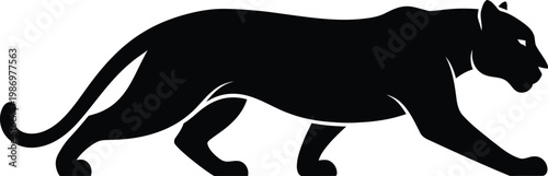Elegant black panther silhouette wild predator animal icon graphic vector illustration