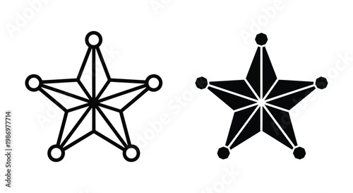 Sheriff star badge icon, vector illustration of a fivepointed star with circular tips, isolated on white background