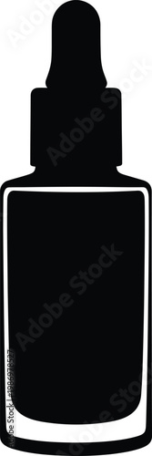 Minimalist black silhouette of a cosmetic glass dropper bottle vector illustration