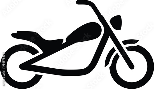 Minimalist black silhouette of a custom chopper motorcycle side view vector illustration