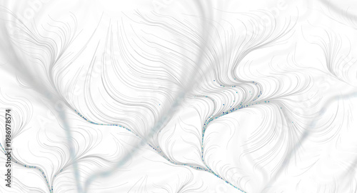 Artistic abstract illustration featuring elegant flowing lines on a bright white backgrou