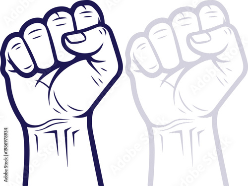 Clenched Fist Raised in Protest Vector Illustration Isolated on White Background